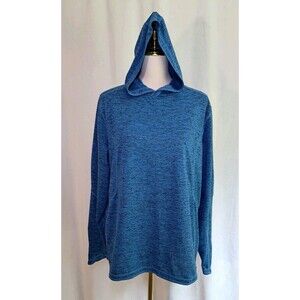 Mondetta Blue Space Dye Hoodie Long Sleeves Pull On Stretch Lightweight Size M